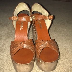 Chanel brown wedge heels